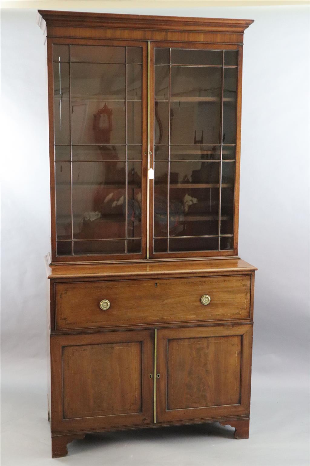 A late George III mahogany secretaire bookcase W. 3ft 9in. H. 7ft 5in. D. 1ft 9.5in.